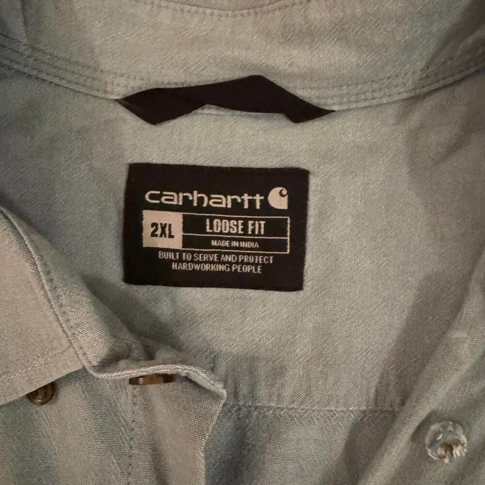 Carhartt Men's Blue and Grey Shirt